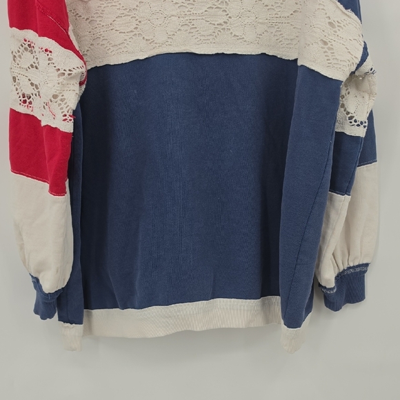 We The Free Colorblock Rugby Pullover - Navy, Red, Cream Size M - Picture 6 of 9